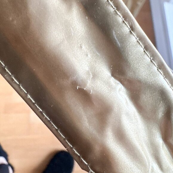 Vintage Wipette Downtown by Ken Sporn Gold Vinyl Belted Rain Coat L - Picture 6 of 12